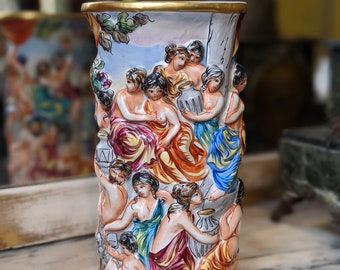 ブラジリエ「THE ITALIAN VASE」静物画 版画 額装 #470-1 Antique JM Alvarez Vase // Flower Vase Porcelain // Scene