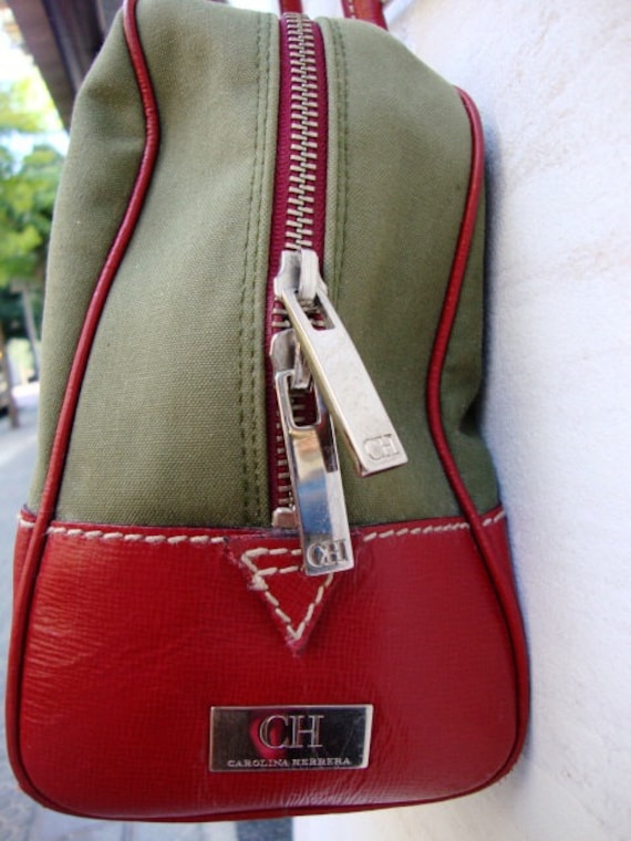 Carolina Herrera CH Vintage Bag / Green Red handb… - image 2