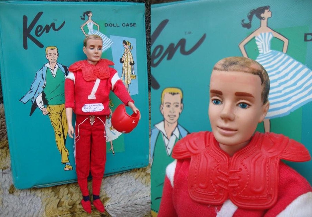 Vintage Ken Doll Case Brown Hair Ken Doll and Assorted Clothing 1960's