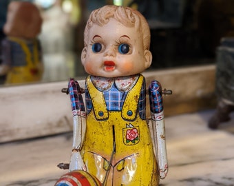 Juguete autómata vintage de 1950 hecho en Japón / Enrolle juguete funcionando