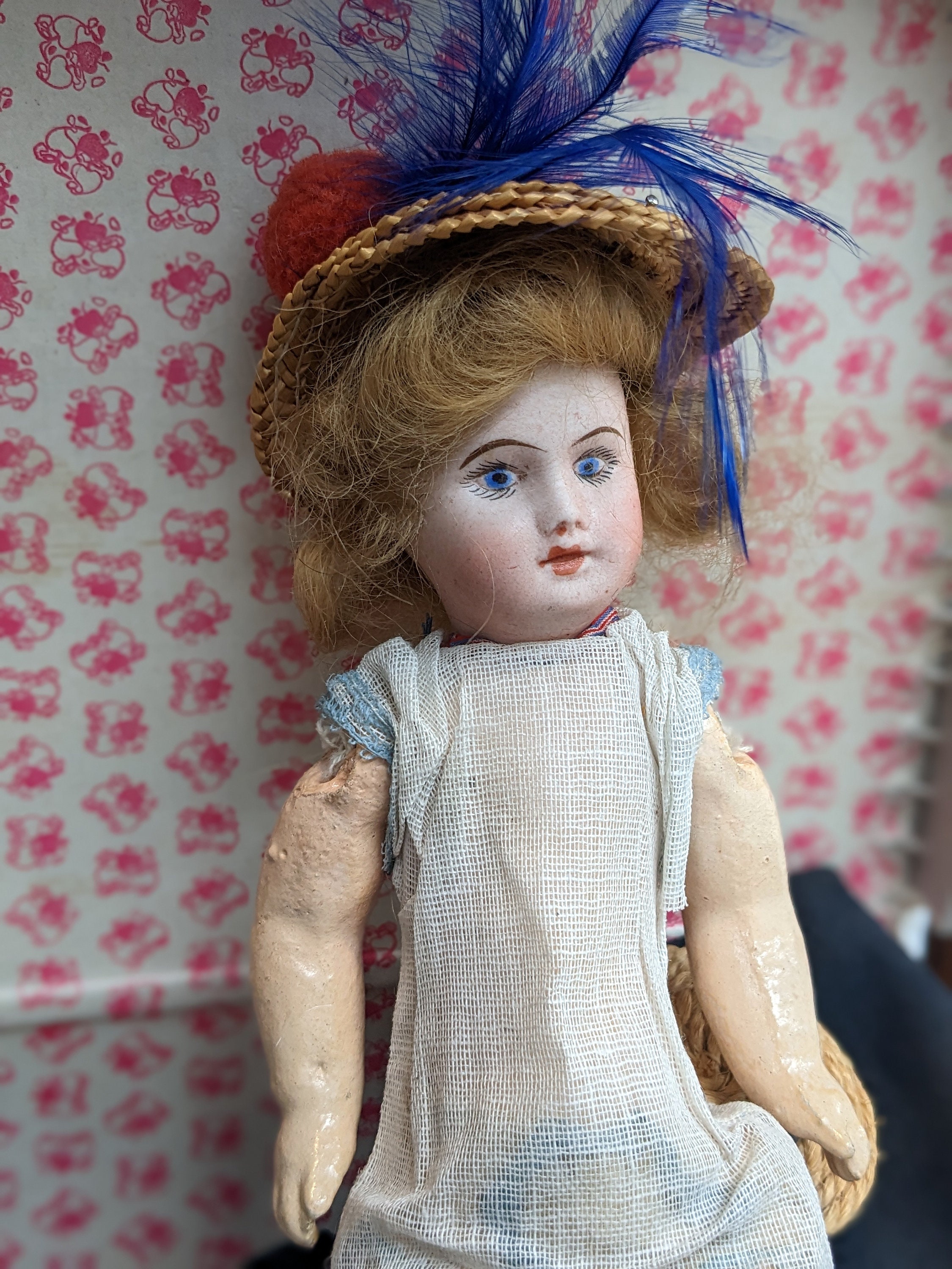 Antique SFBJ Mignonette Bisque Doll, Miniature French Doll (25cm
