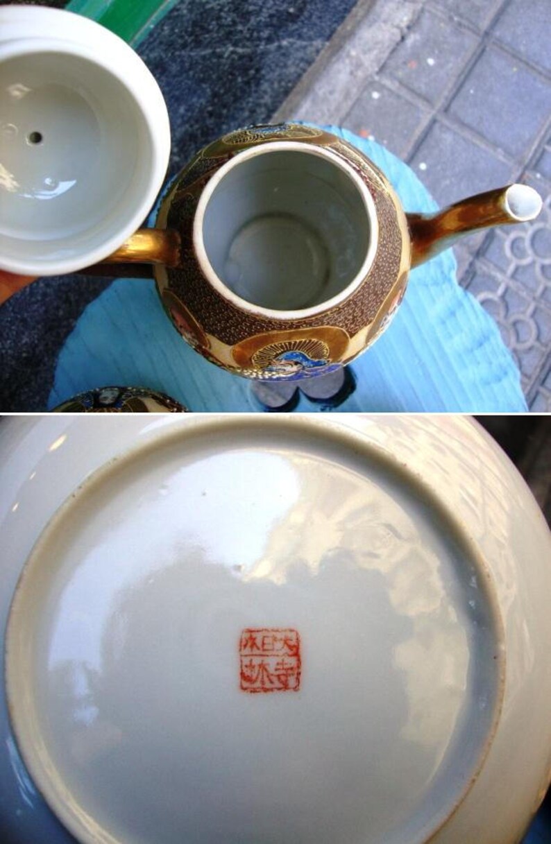 Satsuma Moriage Tea Set / Tea Set With Polychrome Enamels / Etsy