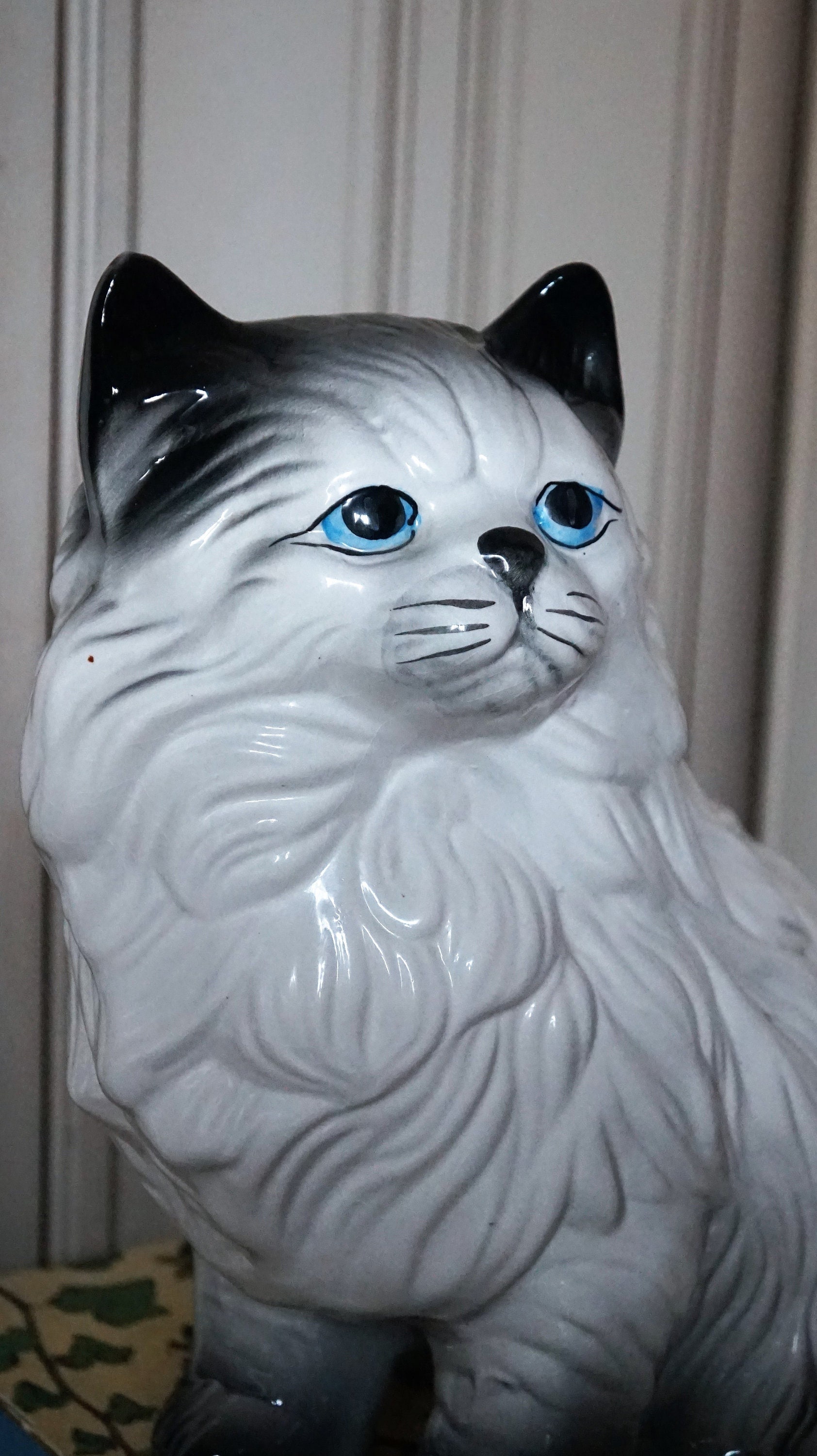 その他 SET OF VINTAGE CERAMIC BIG EYE KITTY CAT Ceramic Cat Blue Glasses Kitschy Big Eye Ceramic Cat Cat