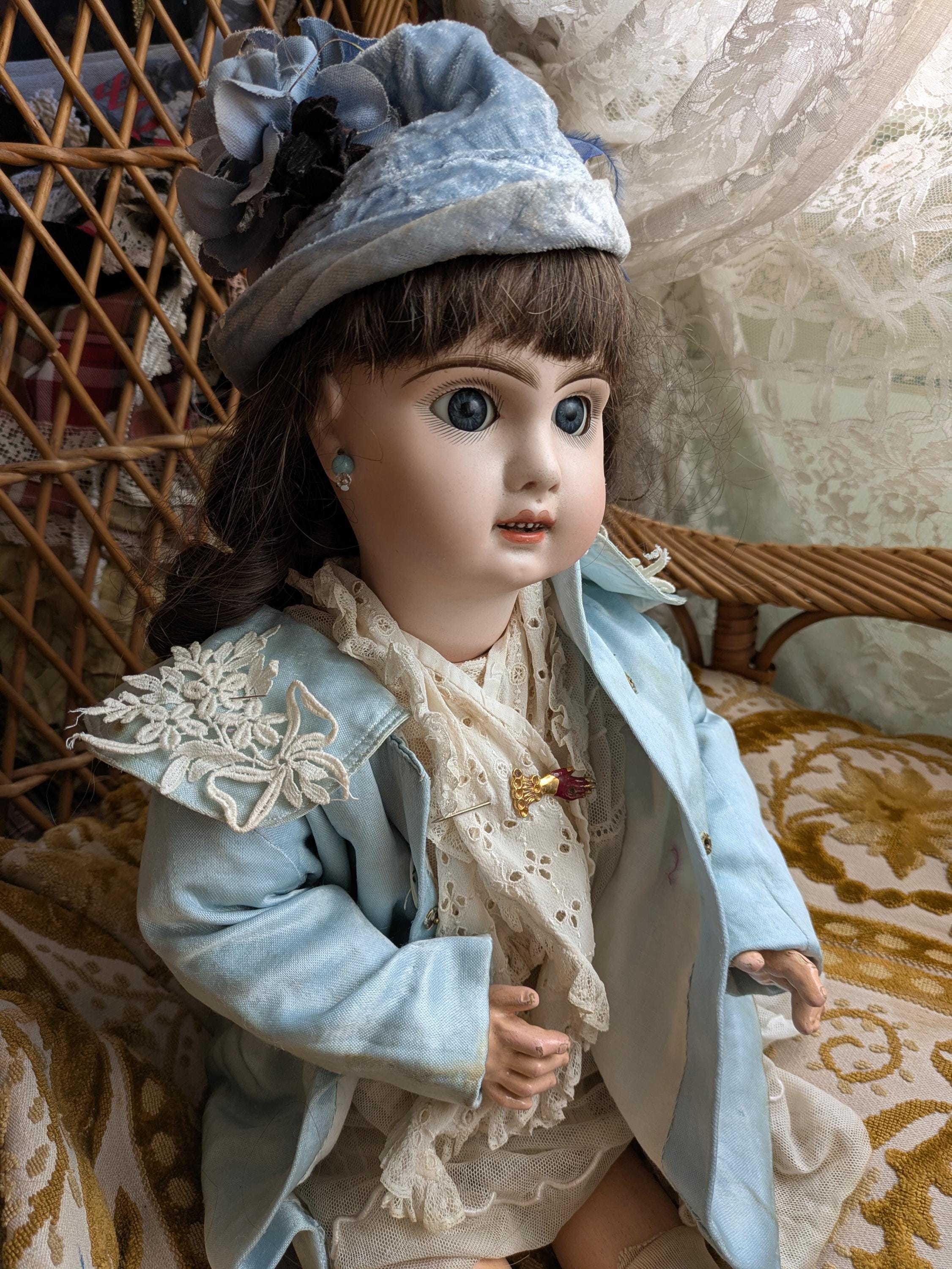アンティーク テテ ジュモー ドール 20 インチ ドレスとコート