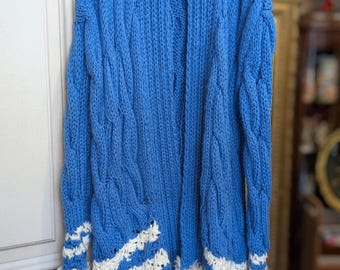 Vintage Wool Blue Cardigan - Jacket / 1980s /70s Wool / Blue