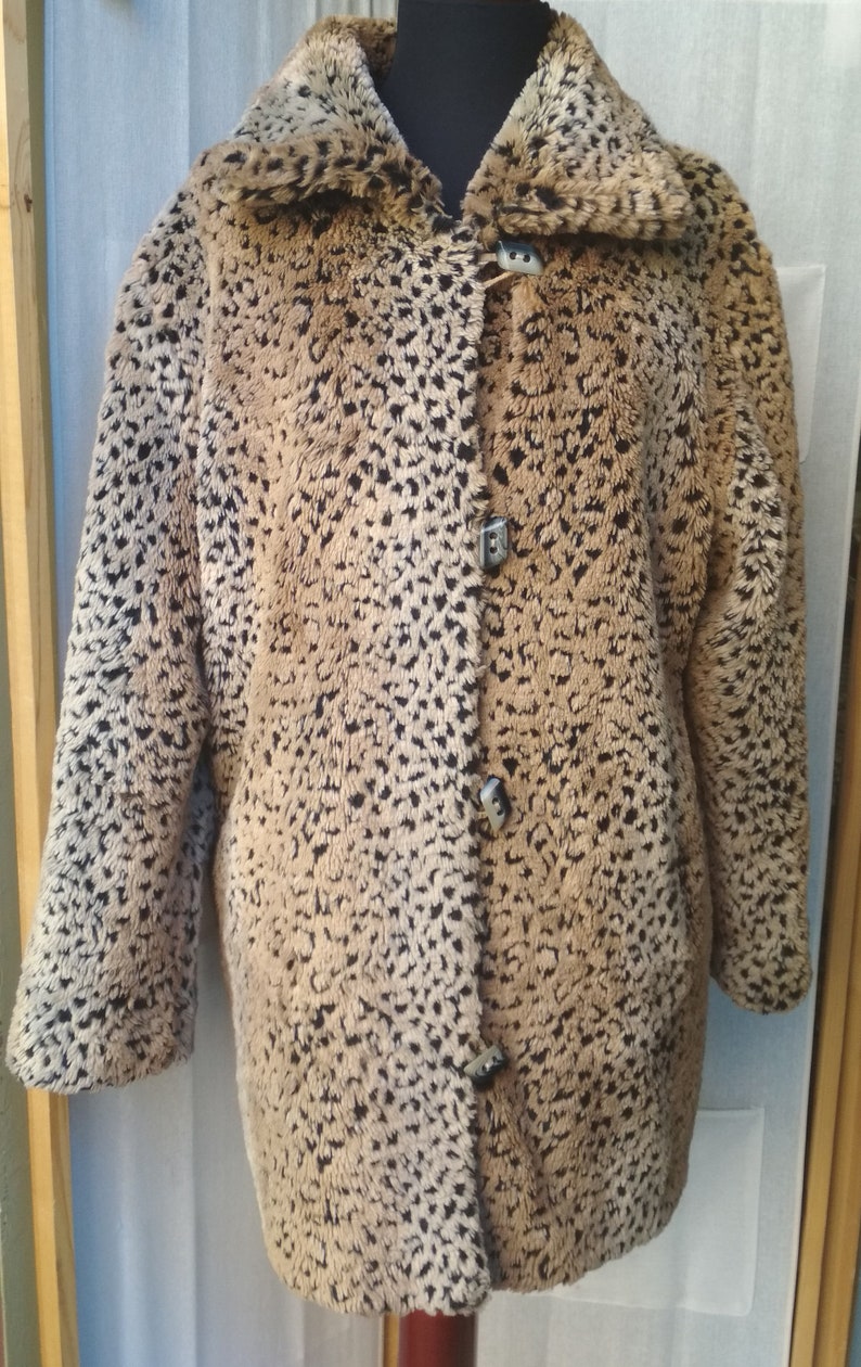Reversible Unisex Vintage 80s Faux Fur Coat Size Large