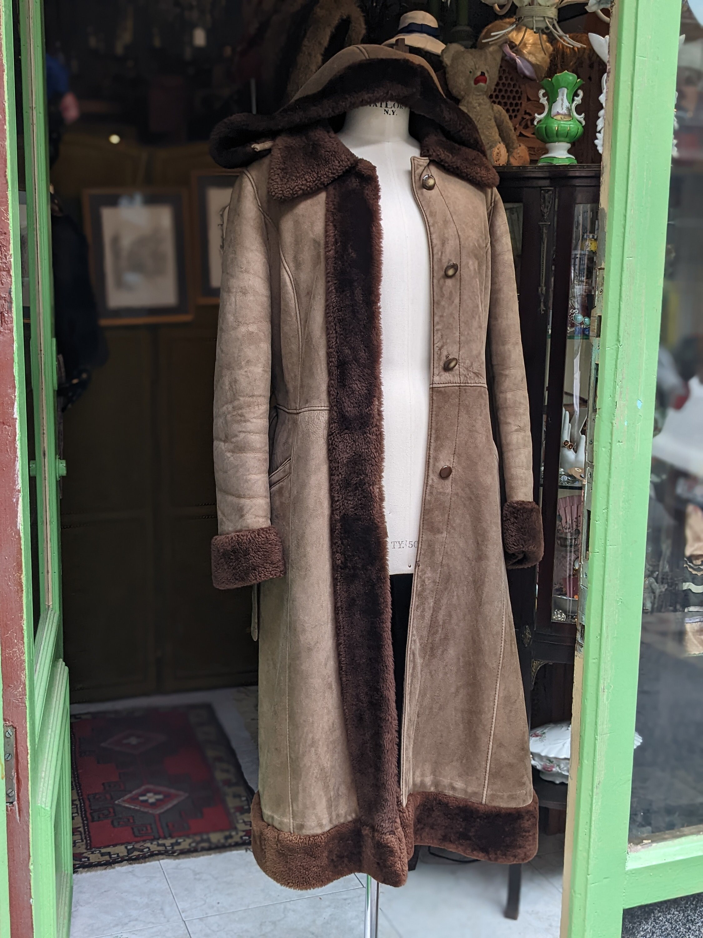 VTG Loewe Shearling Coat Luxury With Hood // Madrid 1846 Made in