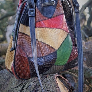 Vintage Snake Patchwork Skin colorful crossbody bag // Fashion Vintage Bag