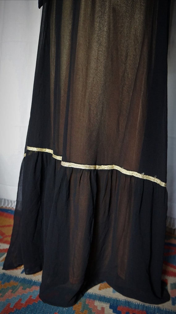 Vintage Maxi Long Black and Gold Dress // Party C… - image 7