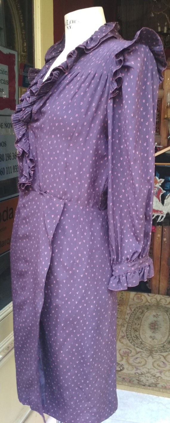 Vintage Loewe Dress Purple and cherry printed Wom… - image 4