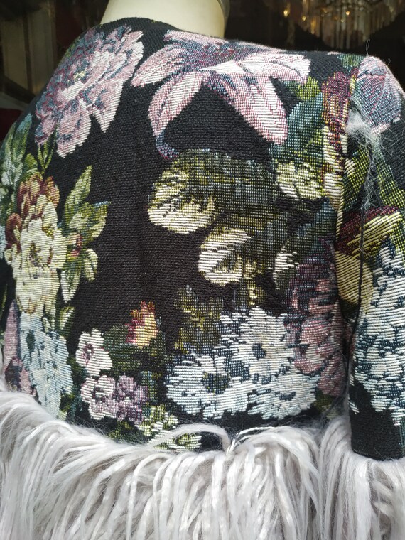 Vintage hair Silver and tapestry coat / Women Fas… - image 7