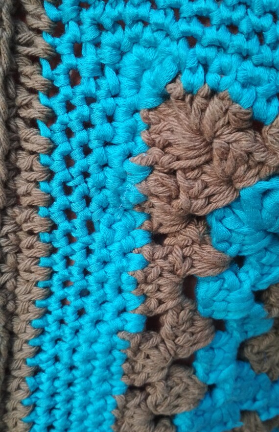 Bags Crochet Handmade Shoulder bag Blue and Brown… - image 2