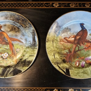 Vintage Couple Porcelain Plates Century Handpainted Limoges Wall Plate by Perrin // Home decor