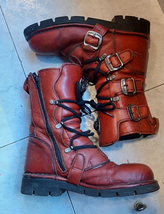 New Rock Vintage boots 90s in Red // Goth Girl //