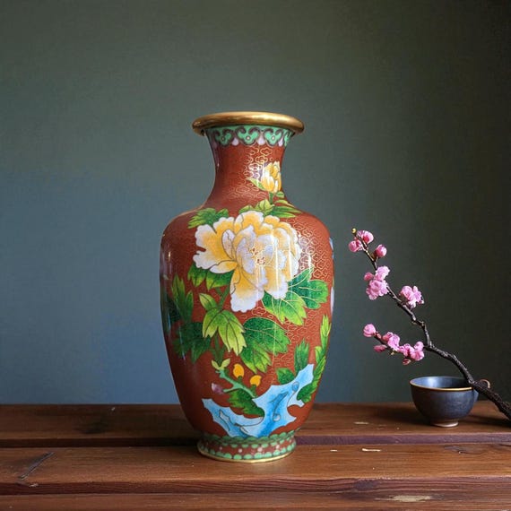Vintage Cloisonne Vase Enamel Zi Jin Cheng - China - 1970 - Etsy