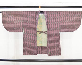Vintage Haori Chaqueta 70s 80s / Ropa japonesa Vintage / japonés Kimono púrpura y verde