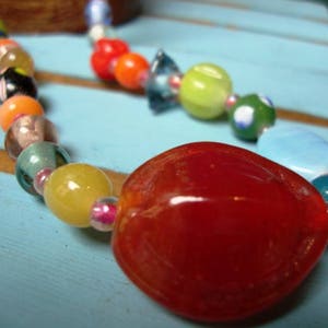 Multi Color Glass Beads Necklace / Bohemian Jewelry /Boho Chic Beaded Necklace