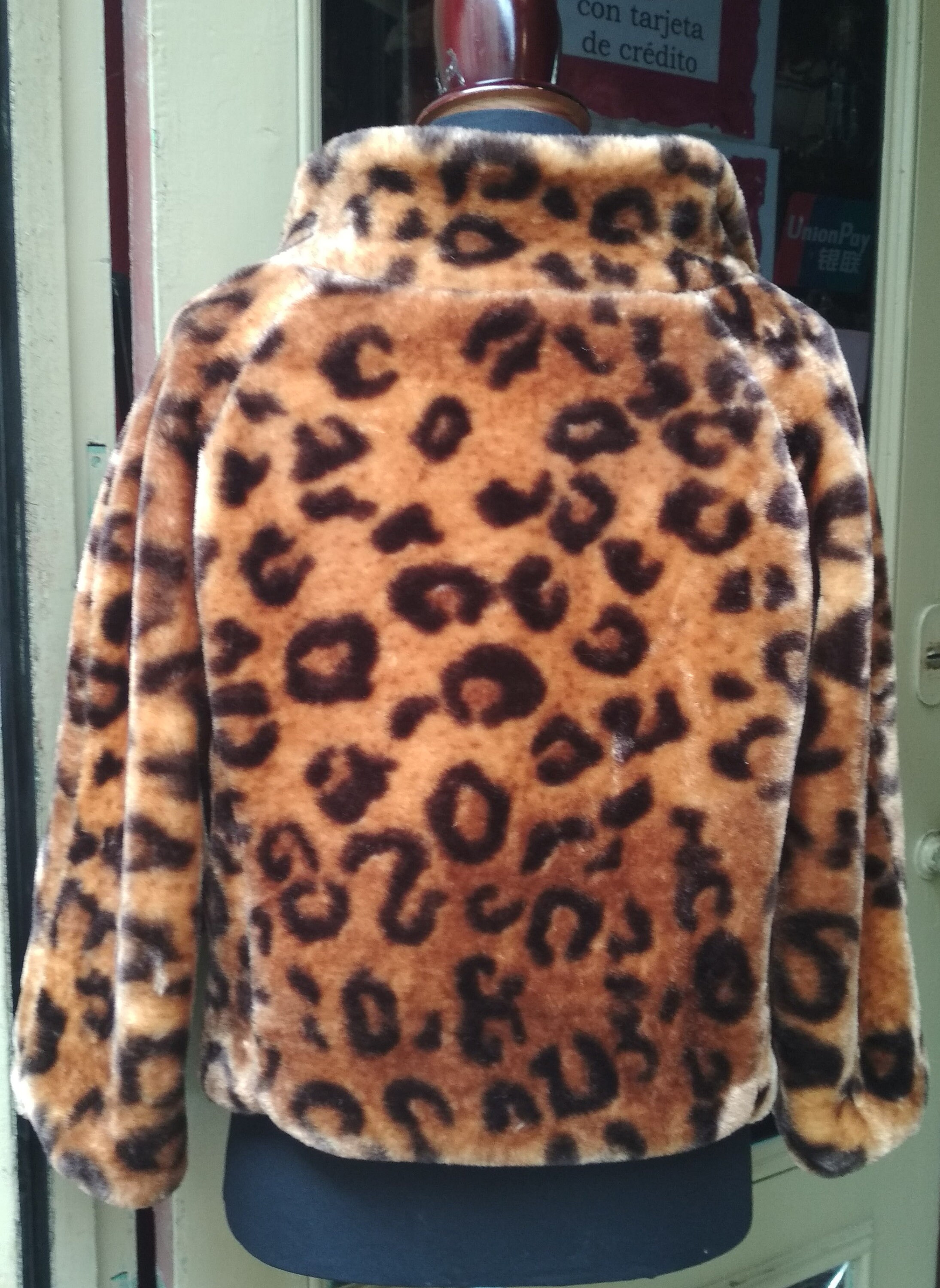 Leopard print faux fur bomber cheap jacket