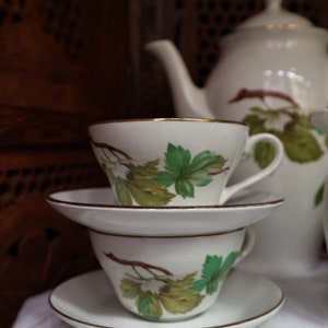 Vintage Thee set porselein gemaakt in Spanje // Home Decor Coffe set met de hand geschilderd afbeelding 2