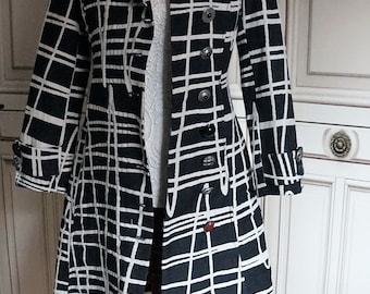 Vintage Desigual abrigo mujer blanco y negro // abrigo de