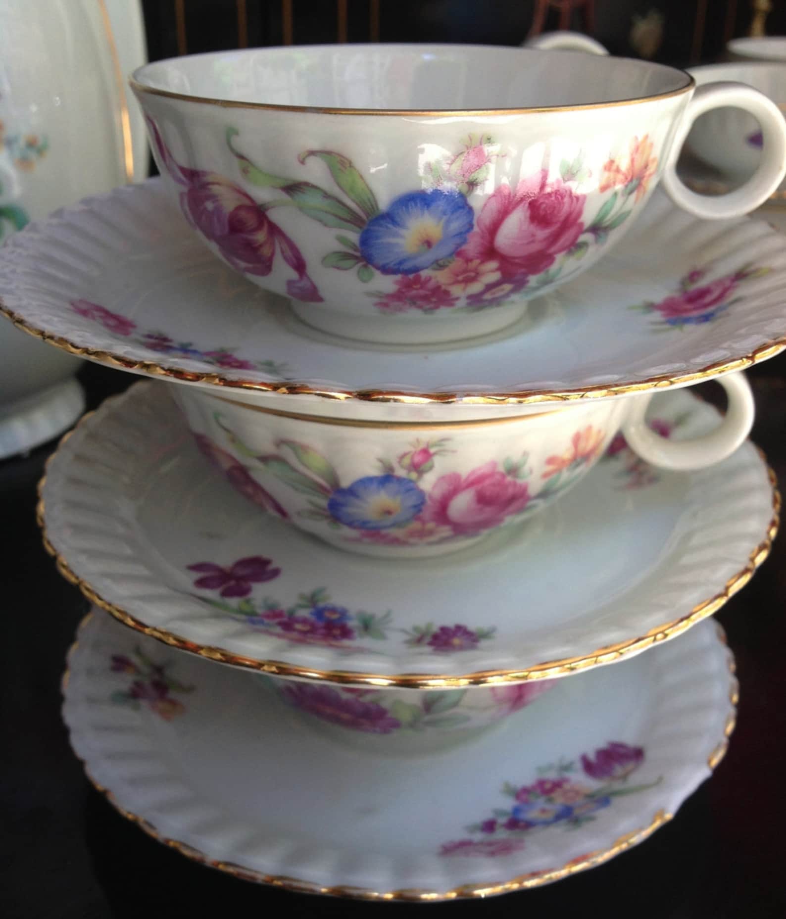 B & C Limoges France L. Bernardaud and Co. Tea set floral Etsy