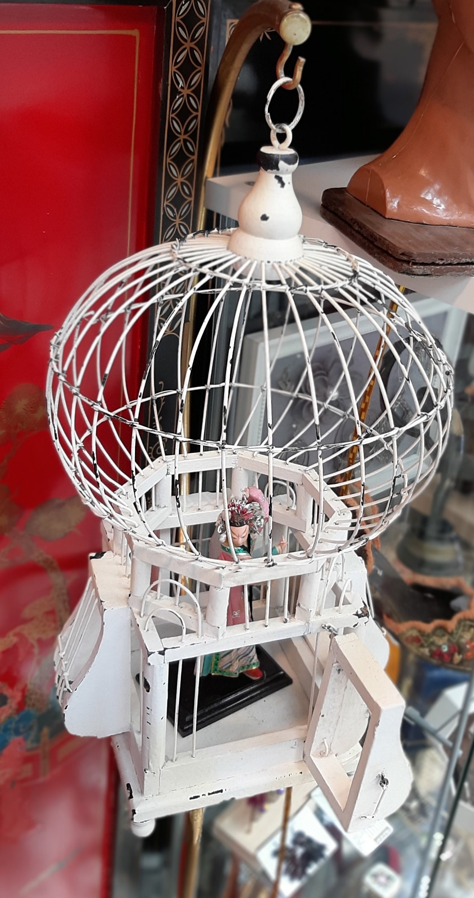 ヴィンテージ チュニジア バードケージ 木製と真鍮製 // ホーム