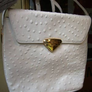Leather White Vintage Bag / Shoulder Bag leather / Ostrich Skin bag / Summer bag / Fashion Bag / Crisan Bag / Spanish leather Bag