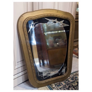 Mid Century Asymmetrical Wall Mirror, Organic Mirror, İrregular Mirror, Real Oak / Mirror Art Deco