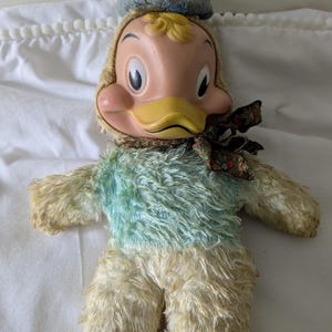 ヴィンテージ レア ゴム製 顔がかわいい 黄色い ぬいぐるみ アヒル 8インチ 1950年代 My Toy Plush Pals