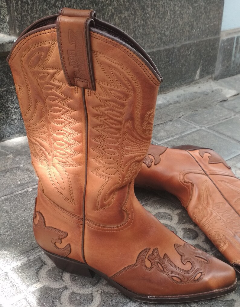Vintage Joe Sanchez Made in Spain Leather Cowboy Boots / | Etsy Singapore