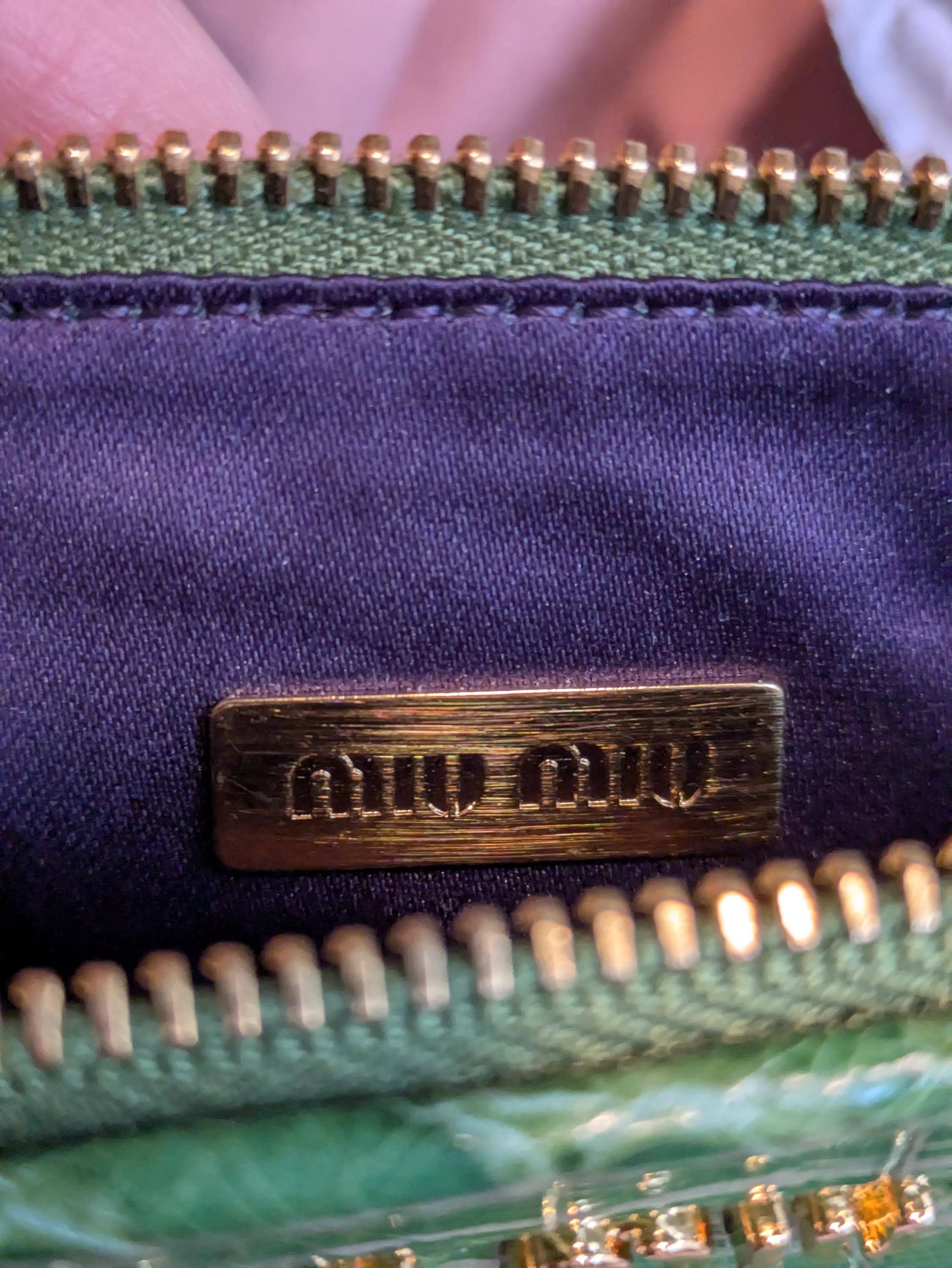 Miu Miu Vintage Clutch 2000 – Green Croc Embossed Leather