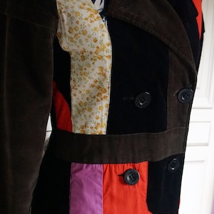 Vintage Desigual Coat Patchwork Velvet and fabric // Fashion Coat