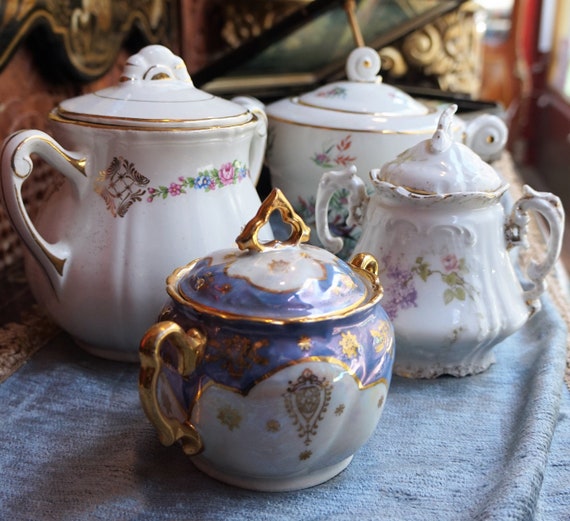 Vintage Set von Zuckerschalen Limoges, Französisch und Schlesien / / Porzellan Wohnkultur