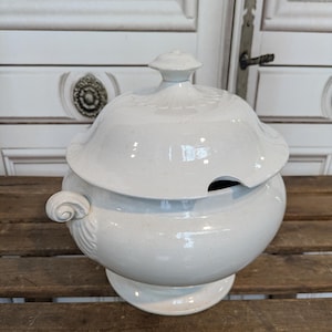 1900s  Antique White Ironstone Tureen with Lid