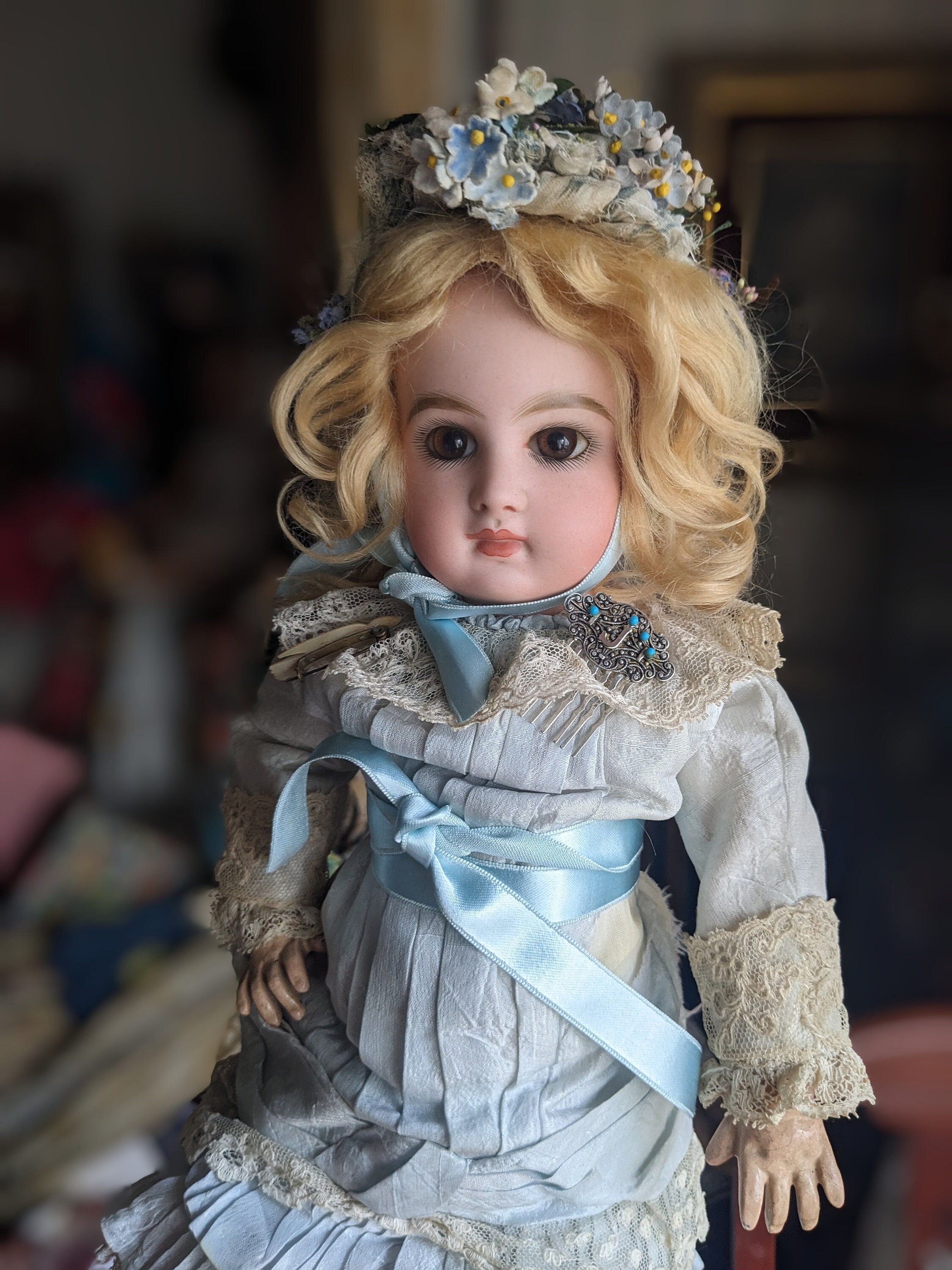 13.5 Antique Jumeau Open Mouth French Bisque Doll With extras – Antique  Center