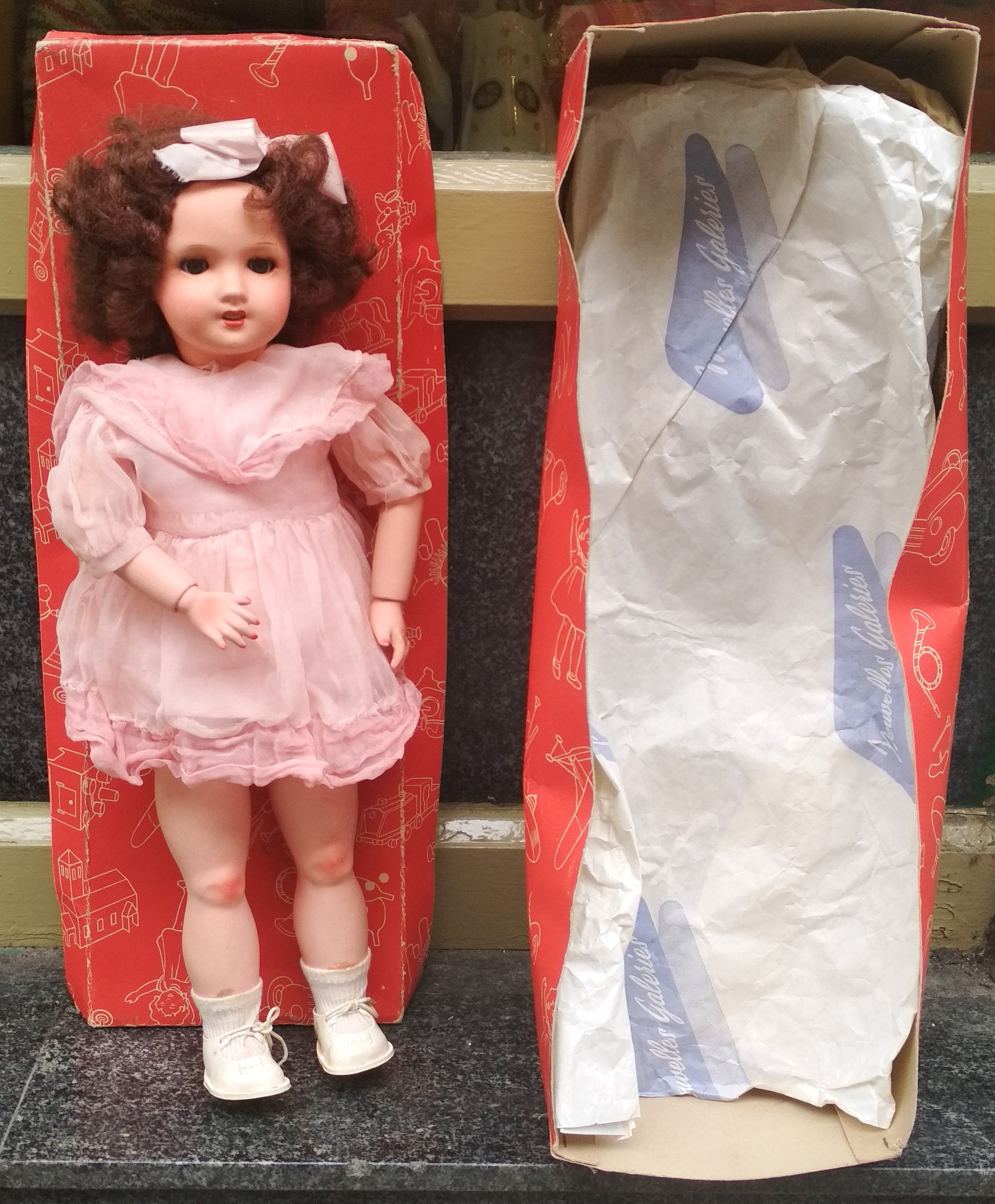 Vintage Large Old Walking Doll in Original Box Les Poupees
