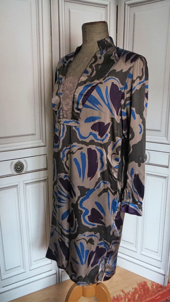 Vintage LOEWE Madrid 80s Dress Silk / Designer Clothes Woman View 2