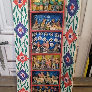 Retablo peruviano VINTAGE, Presepe, Pala d'altare 6 piani, Addobbo natalizio, Decorazioni natalizie, Religioso, Decorazione per interni Cattolico