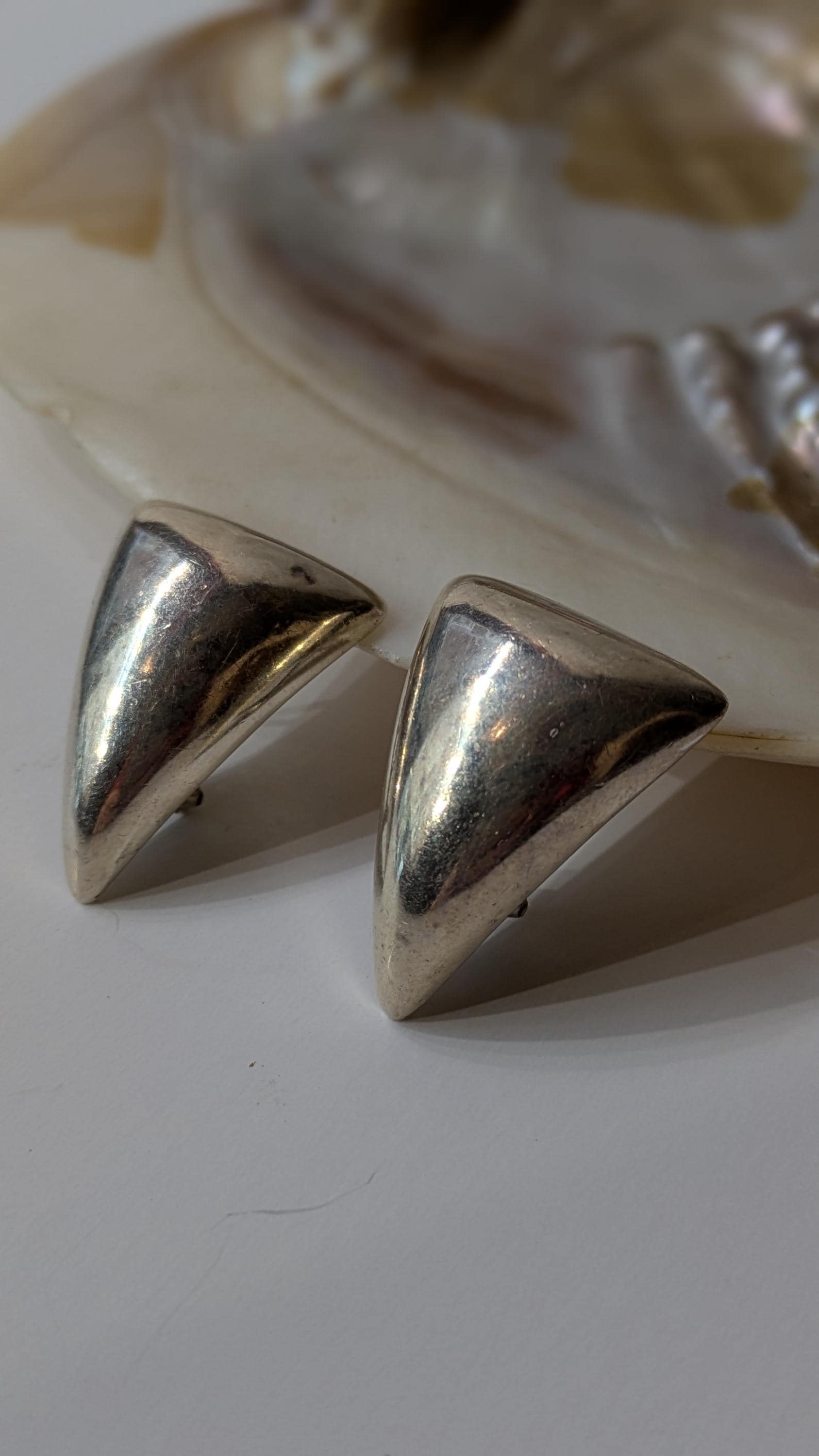 ヴィンテージ スターリングシルバー 925 バックイヤリング、14kt 