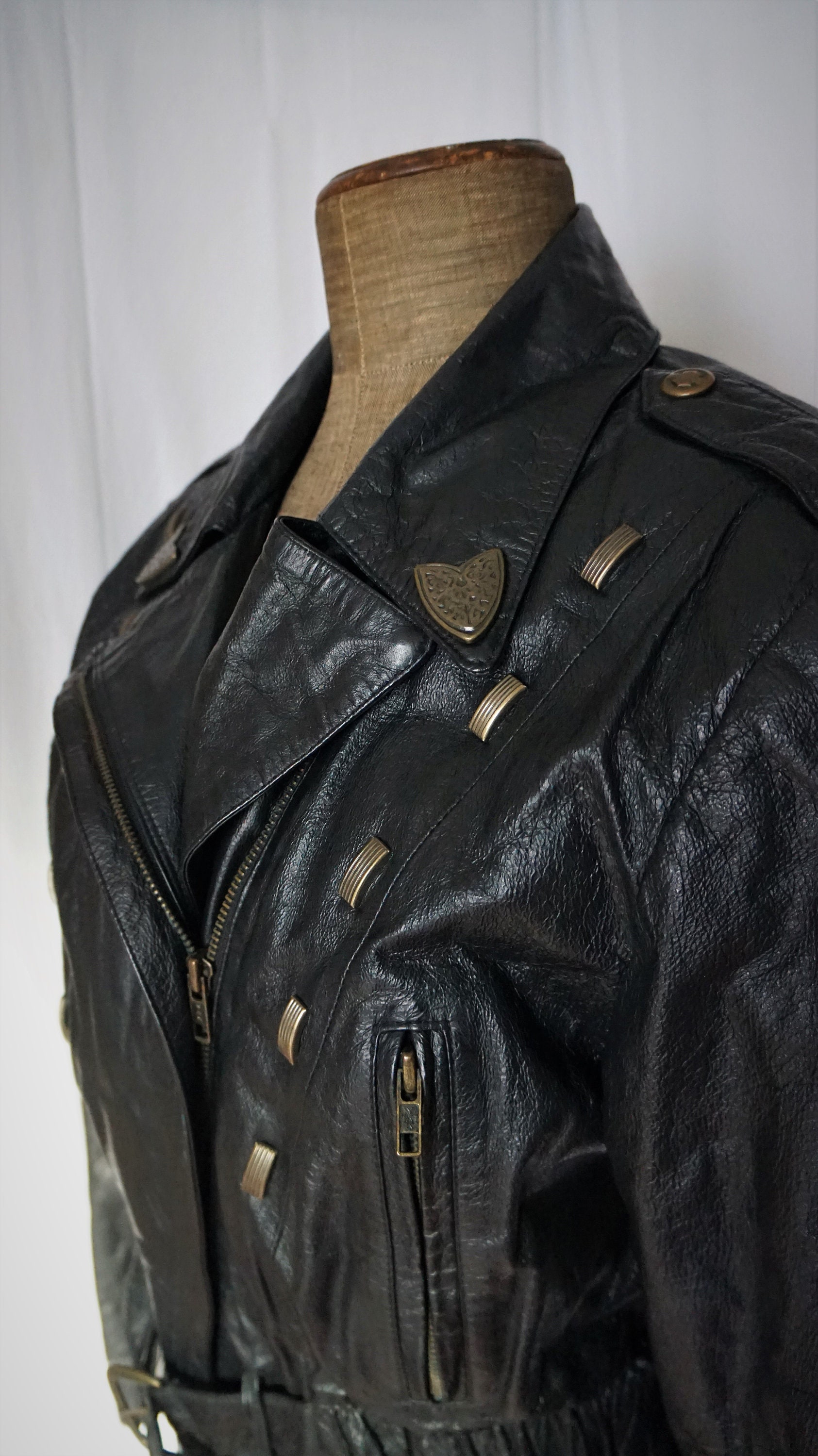 Vintage 80s Black Leather Biker Jacket Womens / Size Medium Vintage 80s Black Leather Biker Jacket Womens / Size Medium