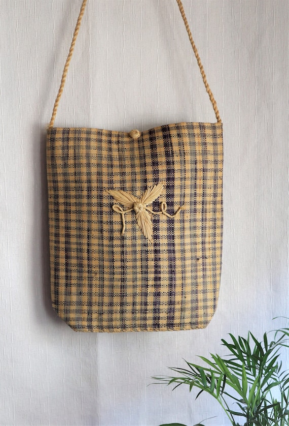 Vintage Straw Rattan Vichy French Bag Fiber Summer Bag Sweet