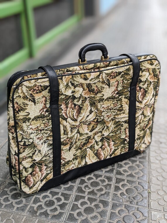 Vintage Floral Tapestry Suitcase weekend Traveler… - image 5