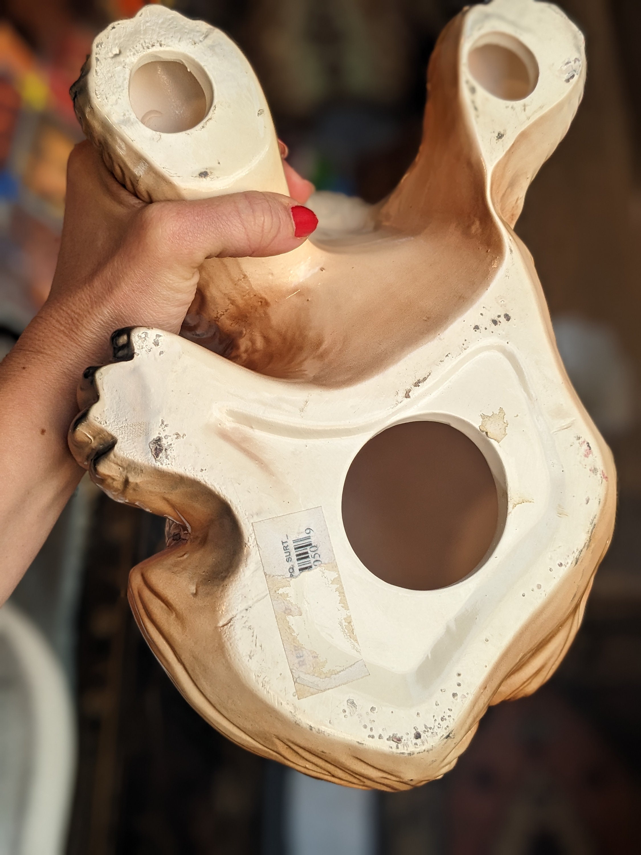 ヴィンテージ セントバーナード犬 陶器 大型ヴィンテージ 多色石膏彫刻