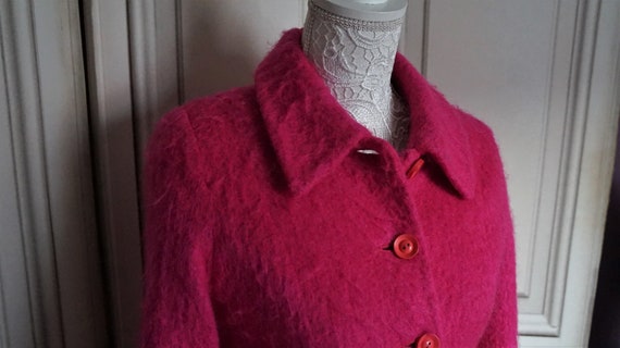 Vintage Coat Pink Wool Woman Size S // Designer F… - image 4