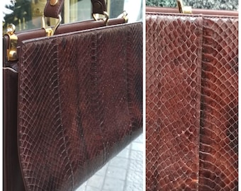 sac à main de serpent vintage Brown / Huge Bag vintage Leather / Women Bag