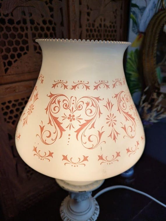 フランスドールランプビンテージ Vintage Table Lamp White Bronzed Brass Base & Opaline Glass Shade