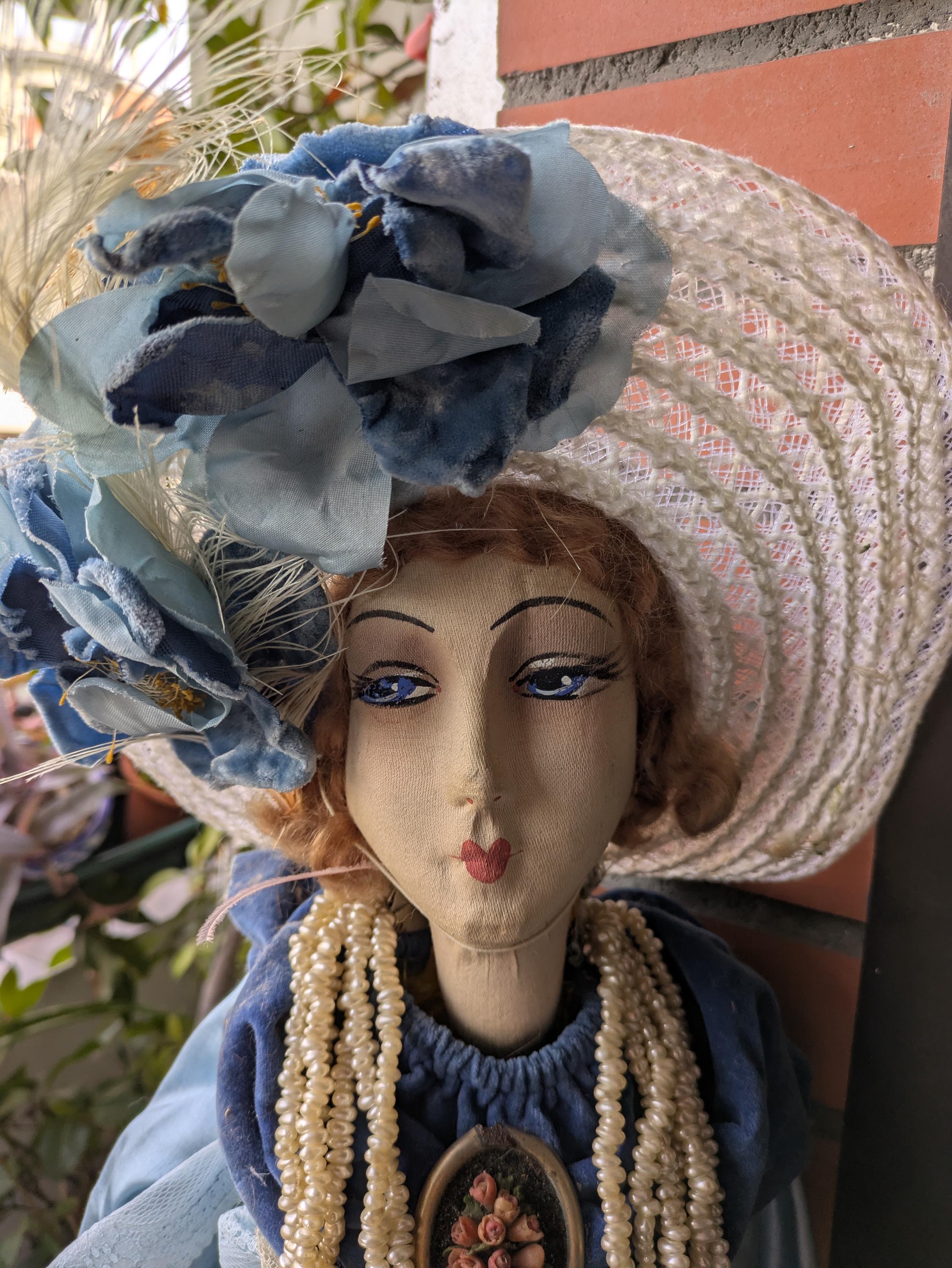 アンティークブルーフレンチブドワールドール/プペブドワール