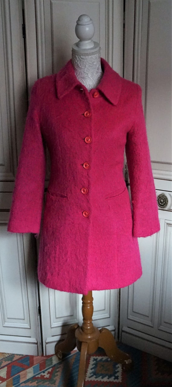 Vintage Coat Pink Wool Woman Size S // Designer FA
