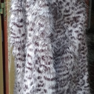 Vintage Gray Black White Faux Fur Coat Print / Leopard Faux Coat / Style Animal Print Design image 9