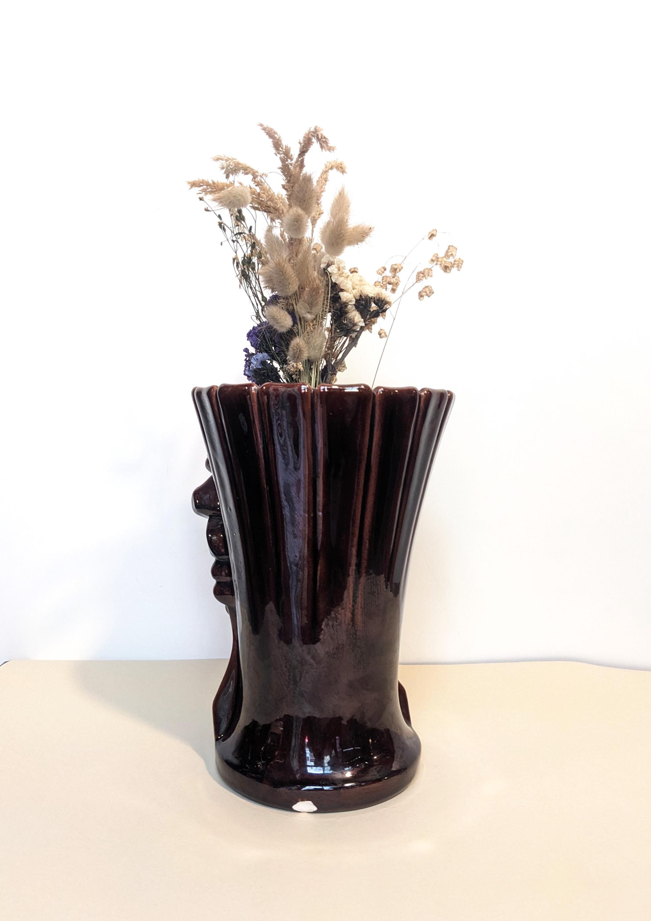 Vintage Vase Planter Goddess Grecian Face Head Bust Flower Vase